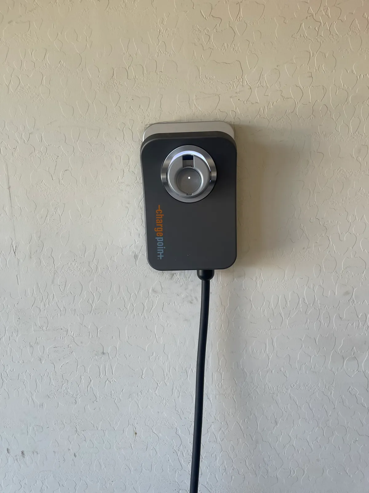 ChargePoint Level 2 EV charger installed in a North Phoenix garage by Thunderbird Electric Home Services