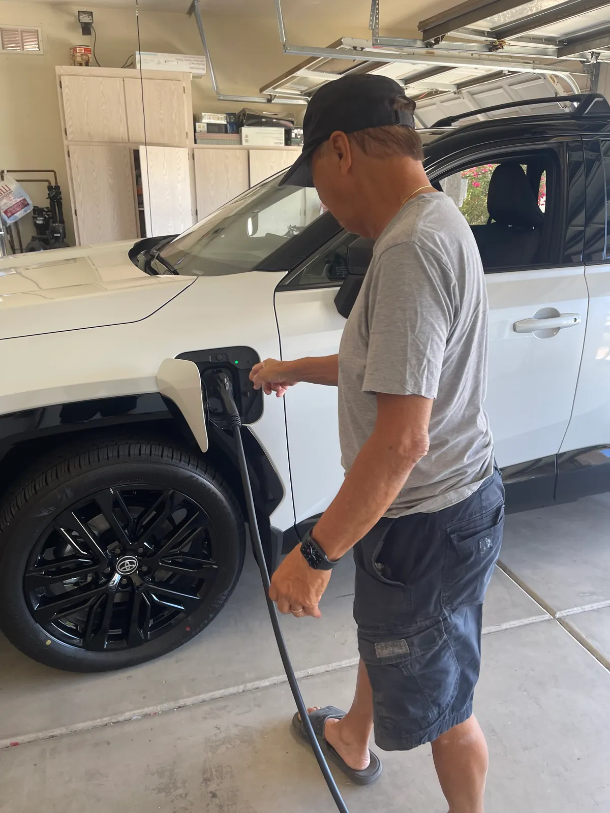 ChargePoint Level 2 EV charger installed in a North Phoenix garage by Thunderbird Electric Home Services